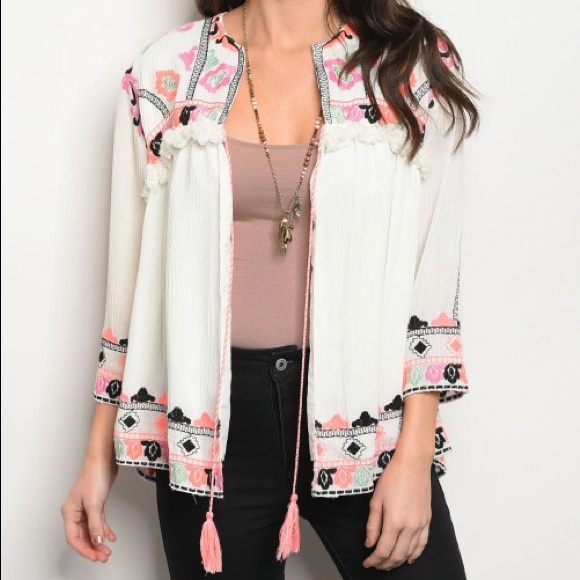 Sweaters - White Multi Cardigan